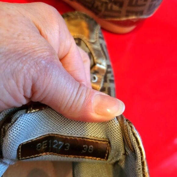 Fendi Metallic Gold and Brown Logo Sneakers - Picture 6 of 8